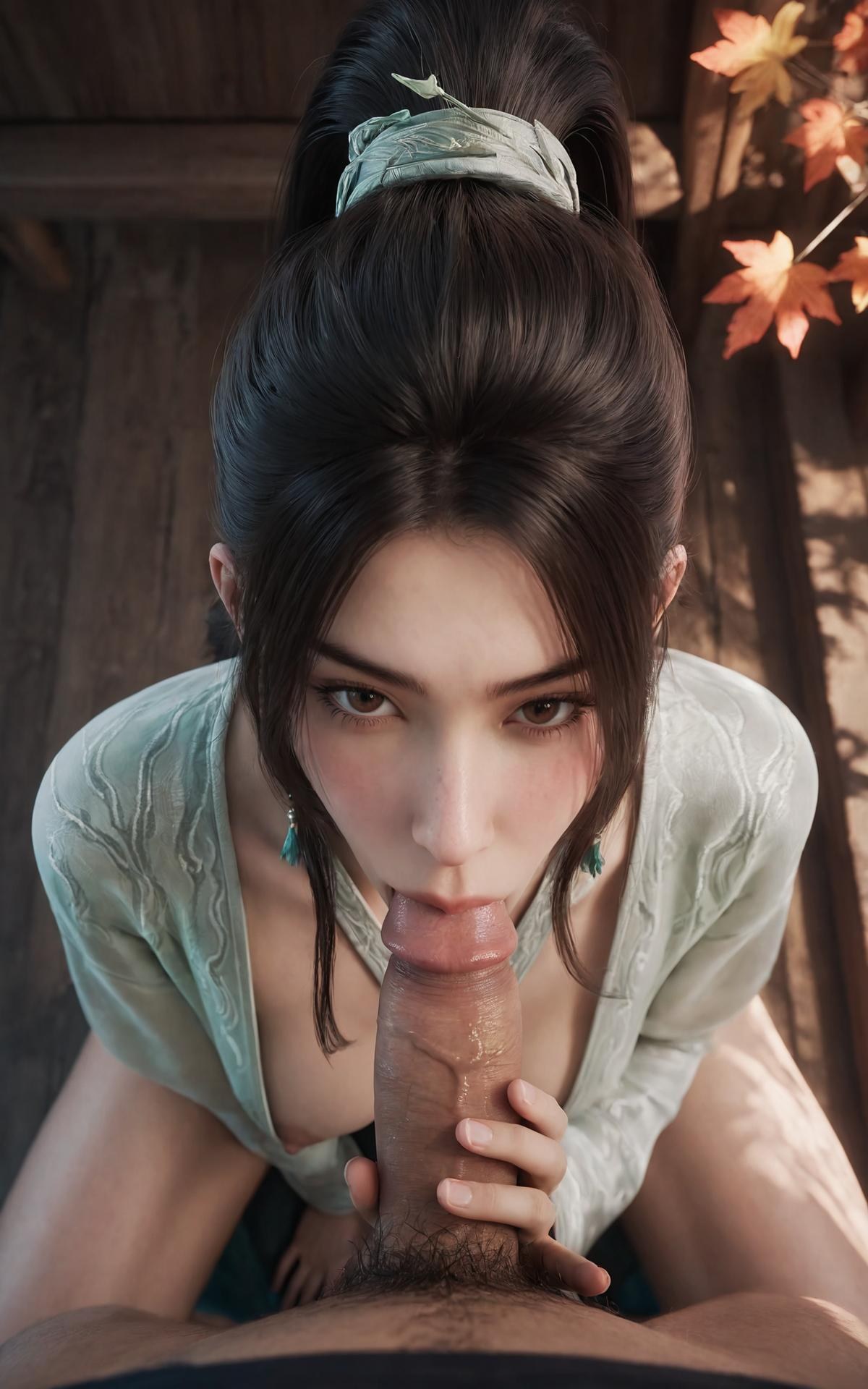 AI Porn - 검래 녕요 녹색 한복 침실 AI 성인 이미지 갤러리 140P