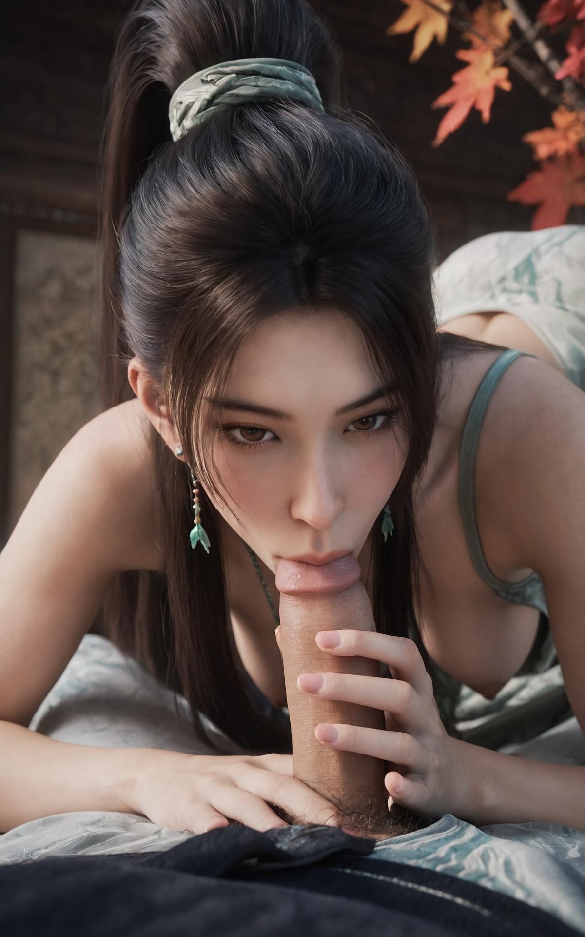 AI Porn - 검래 녕요 녹색 한복 침실 AI 성인 이미지 갤러리 140P