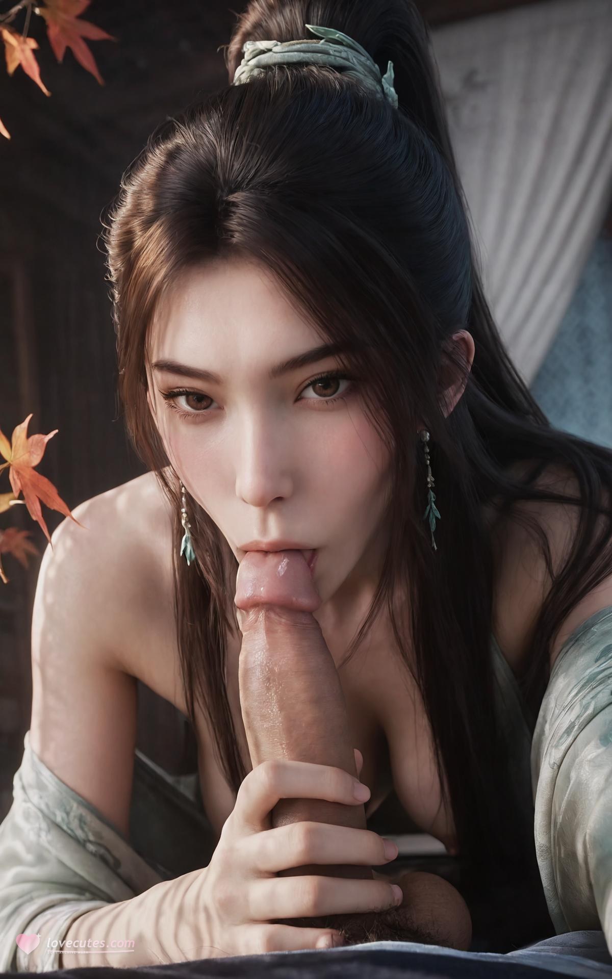 AI Porn - 검래 녕요 녹색 한복 침실 AI 성인 이미지 갤러리 140P