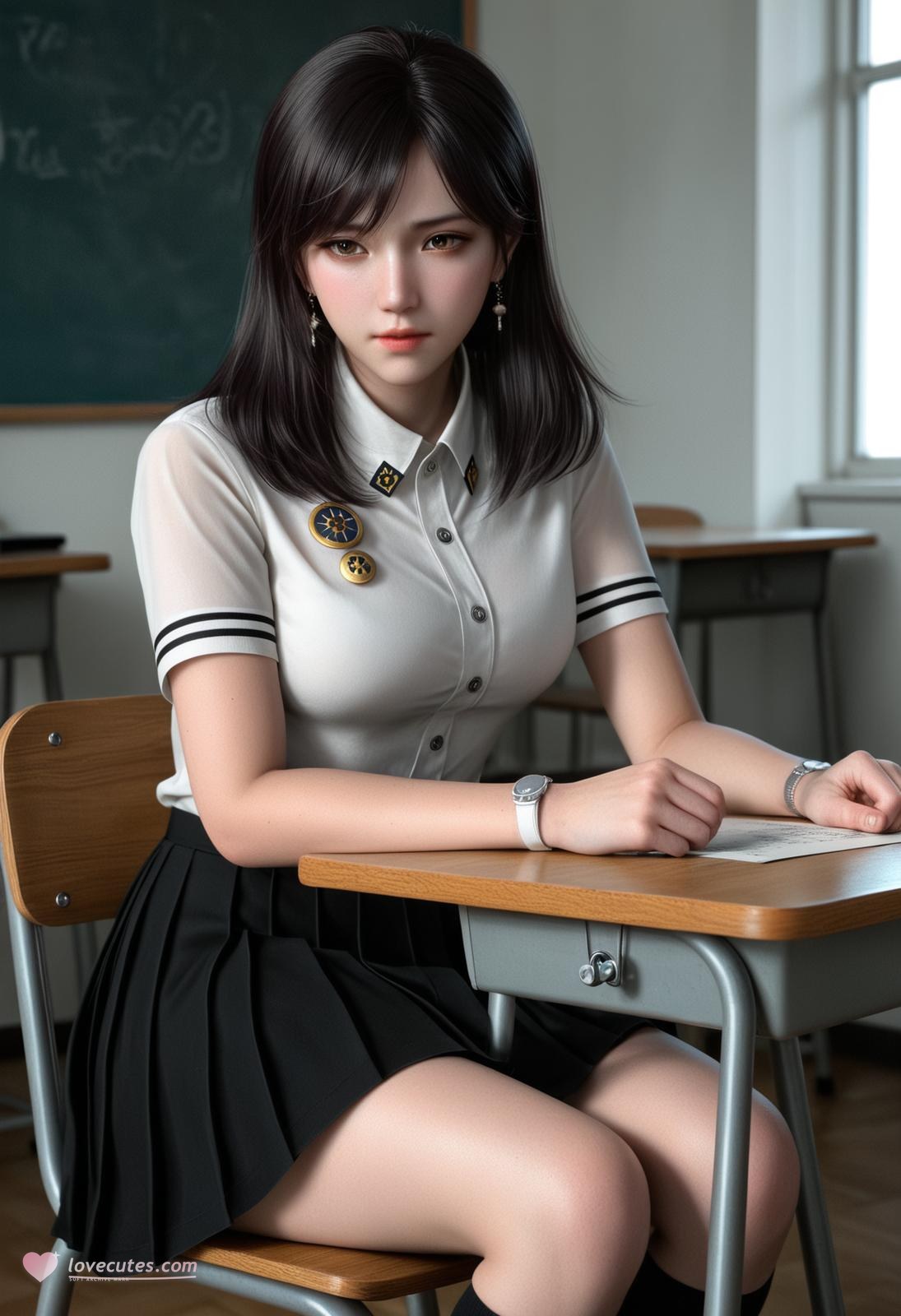 AI Porn - Swallowed Star 쉬신 교복 흰 스타킹 교실 AI 성인 이미지 갤러리 246P
