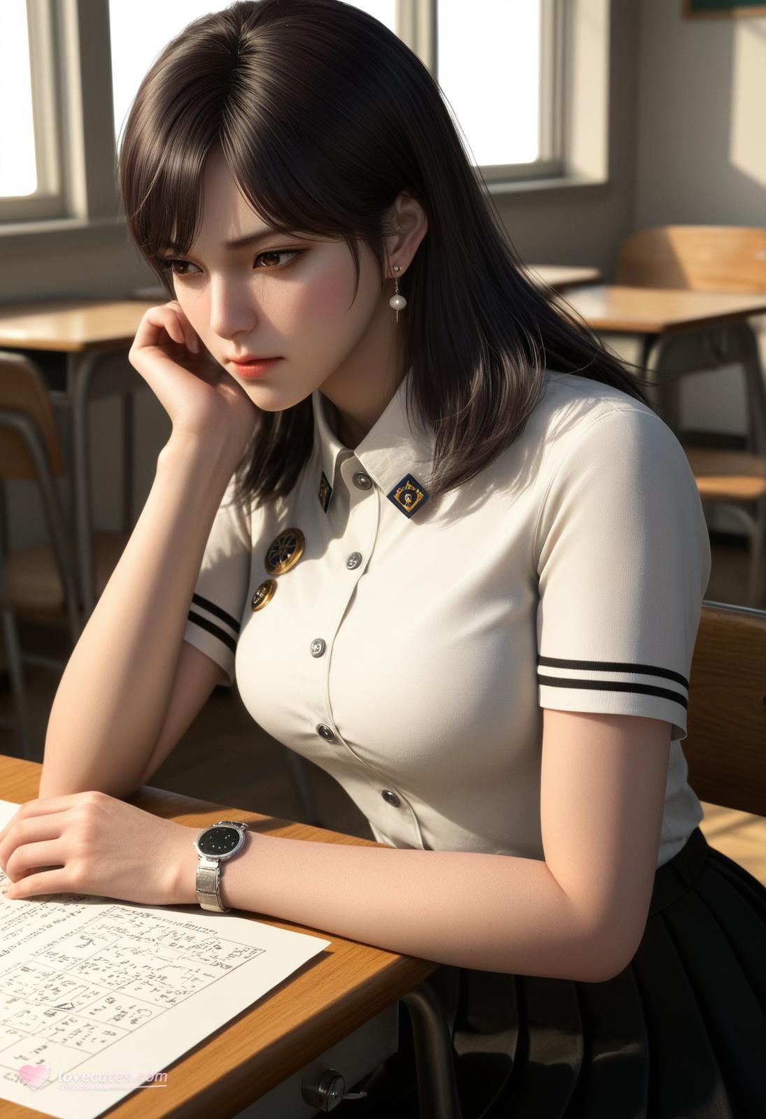 AI Porn - Swallowed Star 쉬신 교복 흰 스타킹 교실 AI 성인 이미지 갤러리 246P