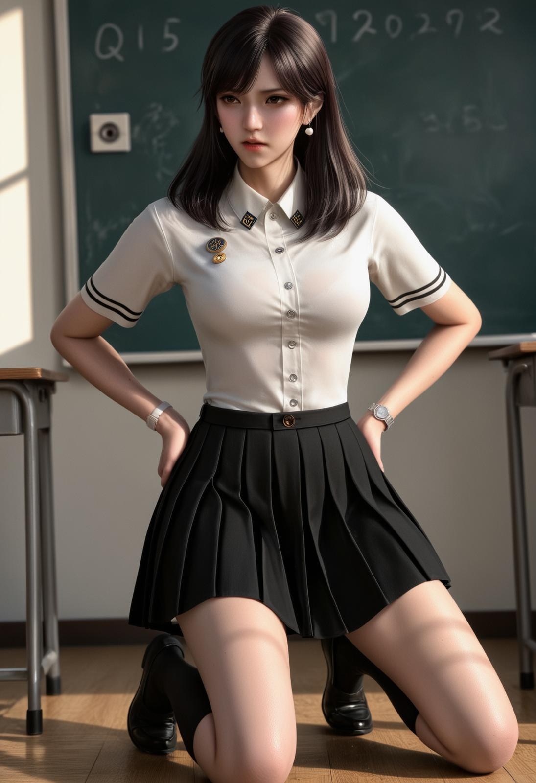 AI Porn - Swallowed Star 쉬신 교복 흰 스타킹 교실 AI 성인 이미지 갤러리 246P