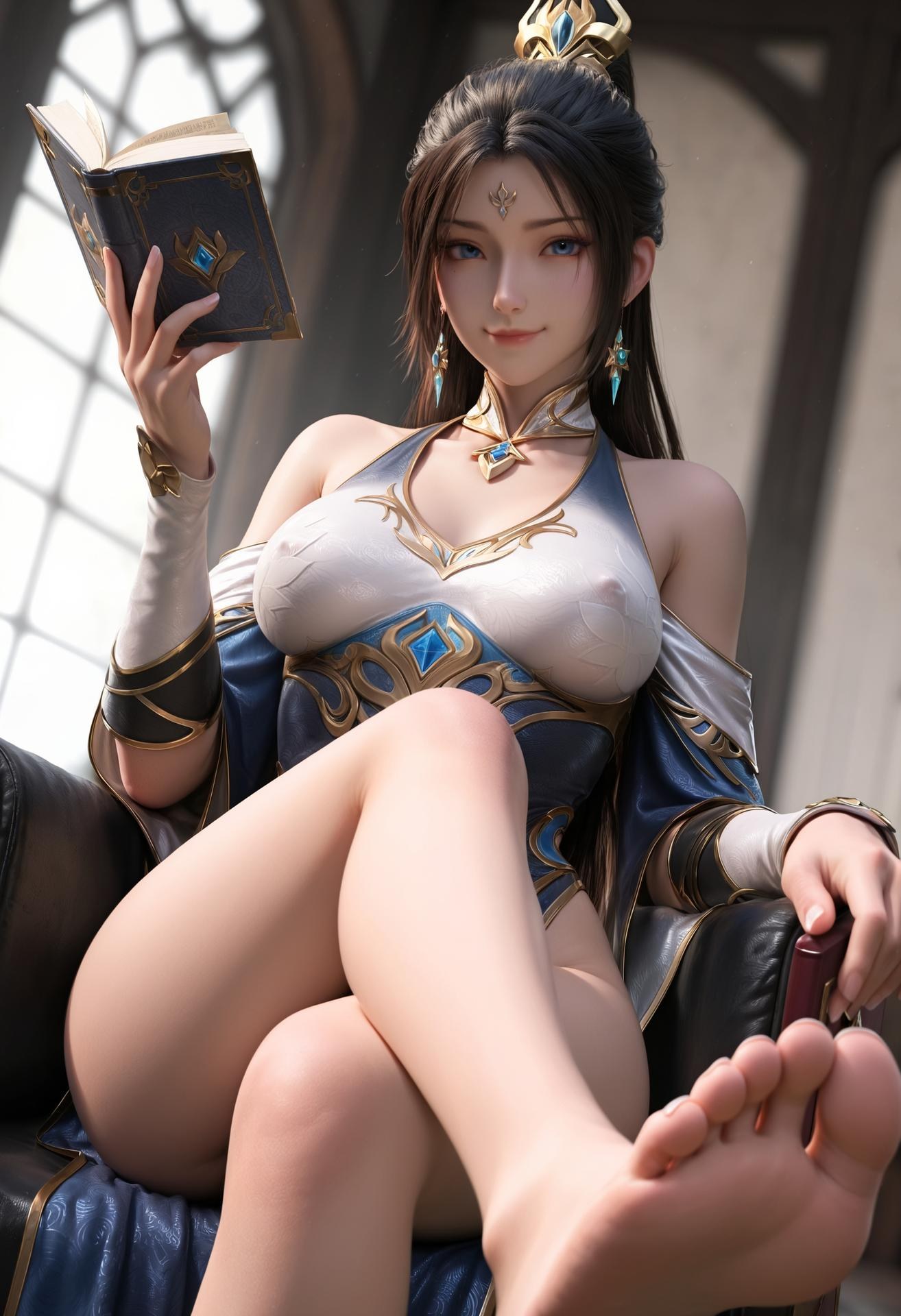 AI Porn - 姬凝霜：藍金宮裝黑白絲交合影片圖集 135P6V