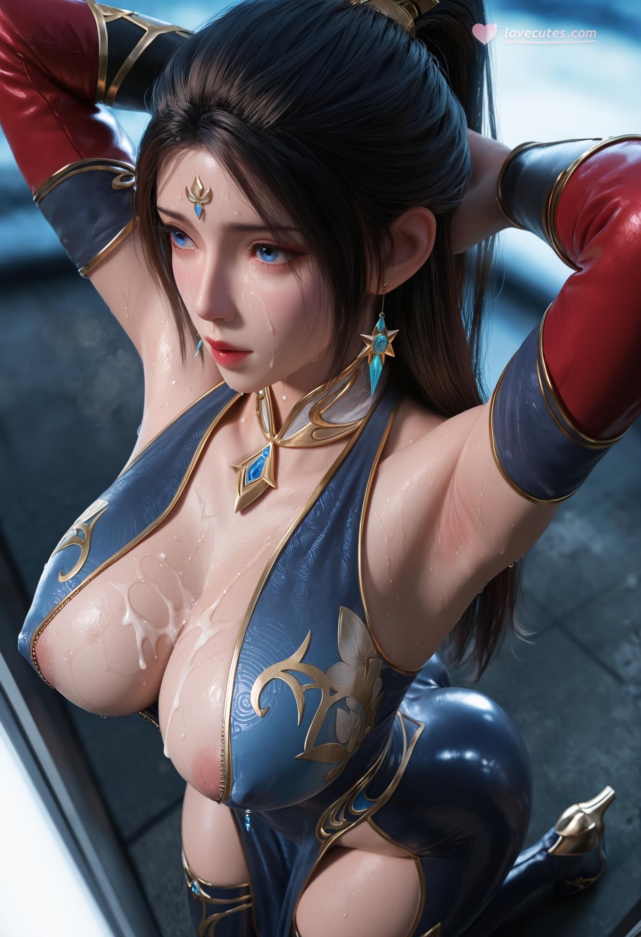 AI Porn - 姬凝霜：藍金宮裝黑白絲交合影片圖集 135P6V