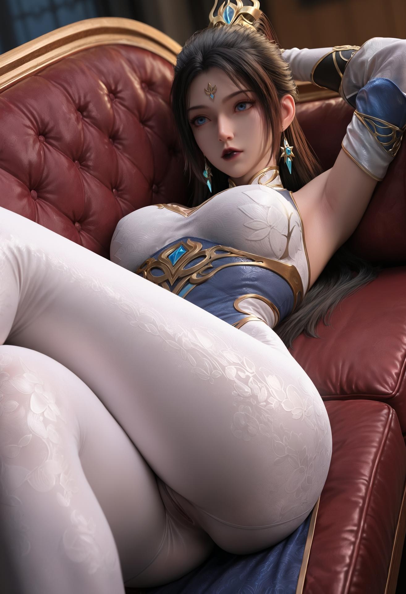 AI Porn - 姬凝霜：藍金宮裝黑白絲交合影片圖集 135P6V