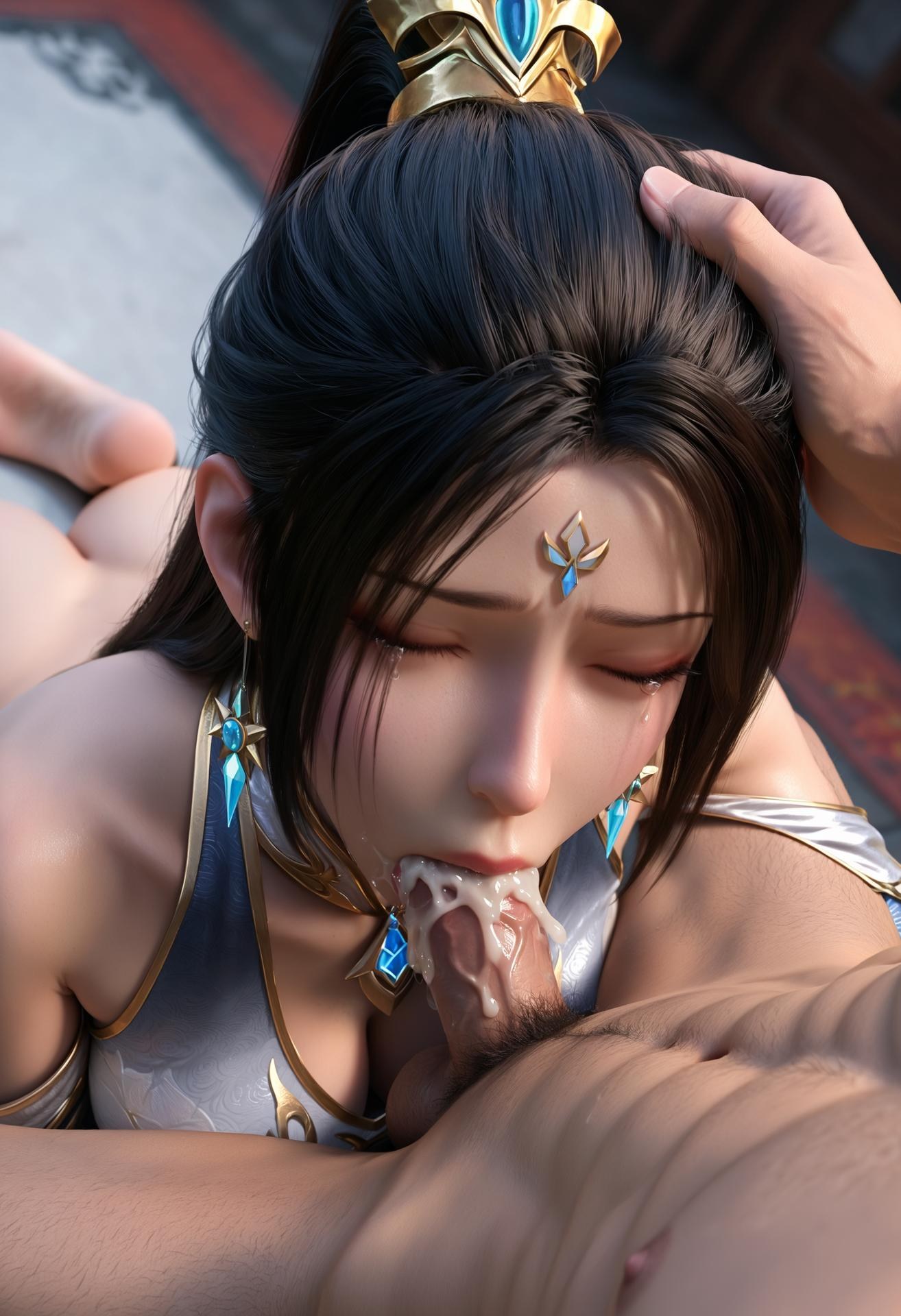 AI Porn - 姬凝霜：藍金宮裝黑白絲交合影片圖集 135P6V