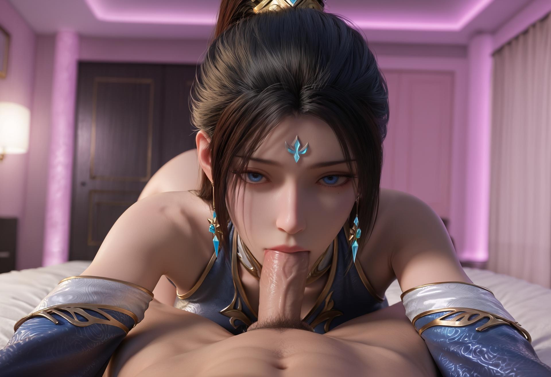 AI Porn - 姬凝霜：藍金宮裝黑白絲交合影片圖集 135P6V