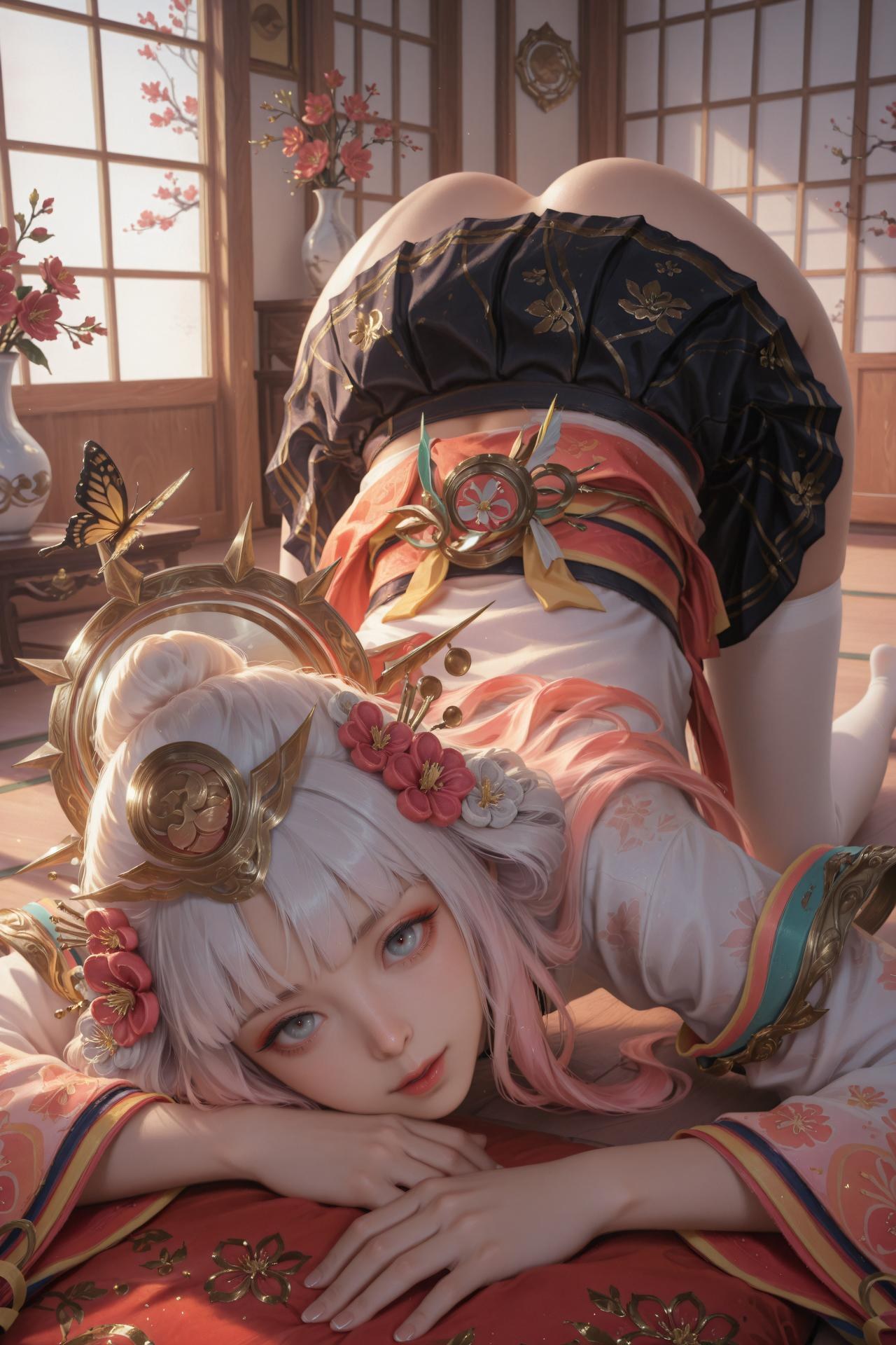 AI Porn - 娜可露露：粉白和服白絲露穴圖集 114P