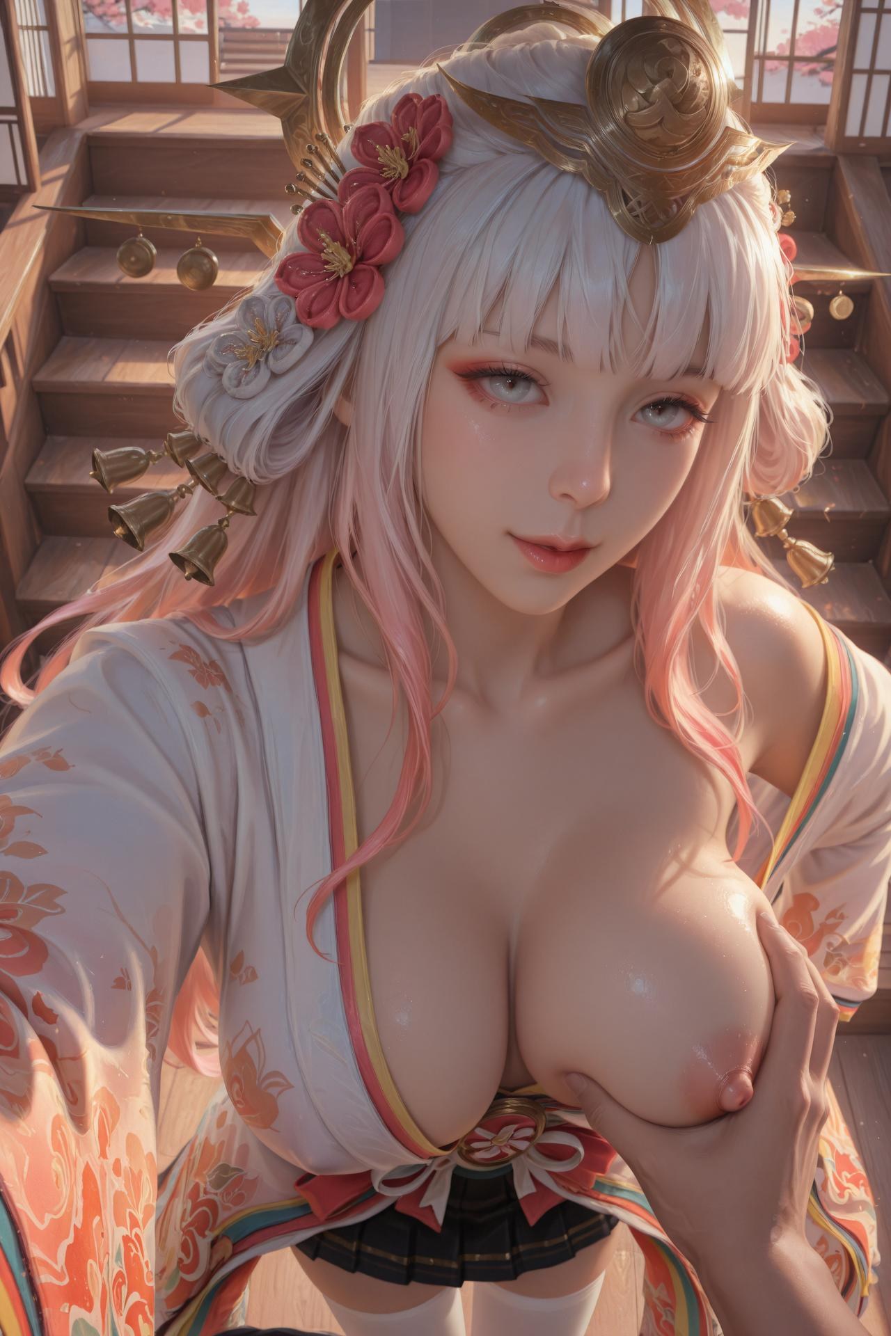 AI Porn - 娜可露露：粉白和服白絲露穴圖集 114P