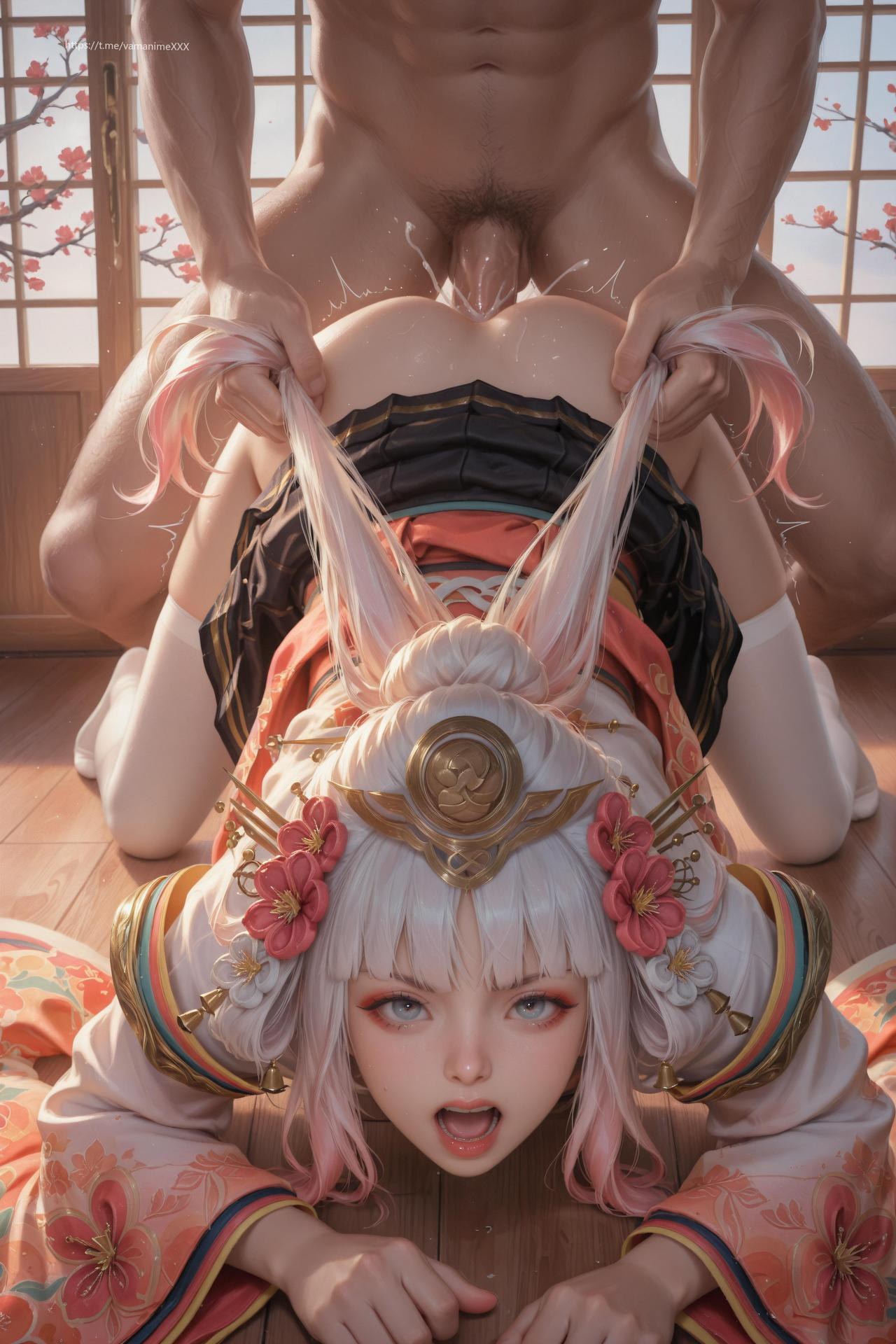 AI Porn - 娜可露露：粉白和服白絲露穴圖集 114P