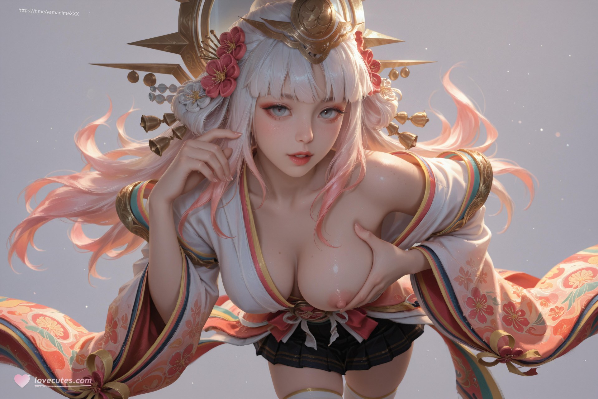 AI Porn - 娜可露露：粉白和服白絲露穴圖集 114P