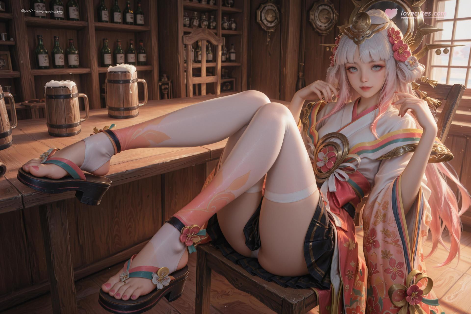 AI Porn - 娜可露露：粉白和服白絲露穴圖集 114P