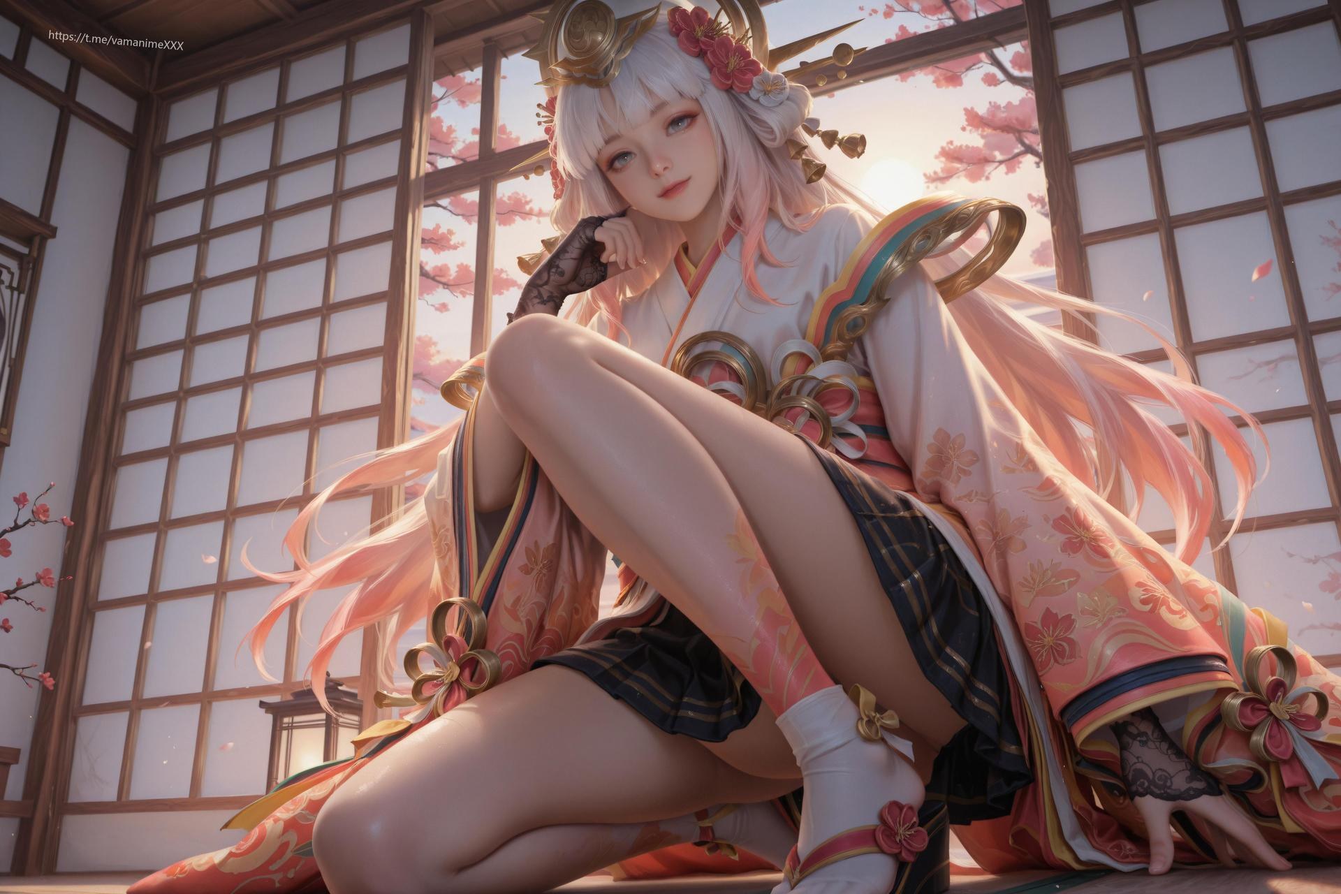 AI Porn - 娜可露露：粉白和服白絲露穴圖集 114P
