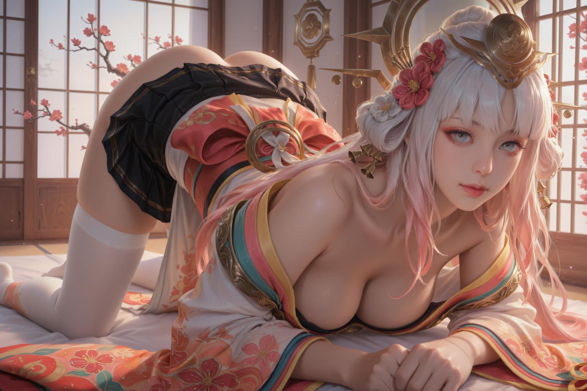 AI Porn - 娜可露露：粉白和服白絲露穴圖集 114P