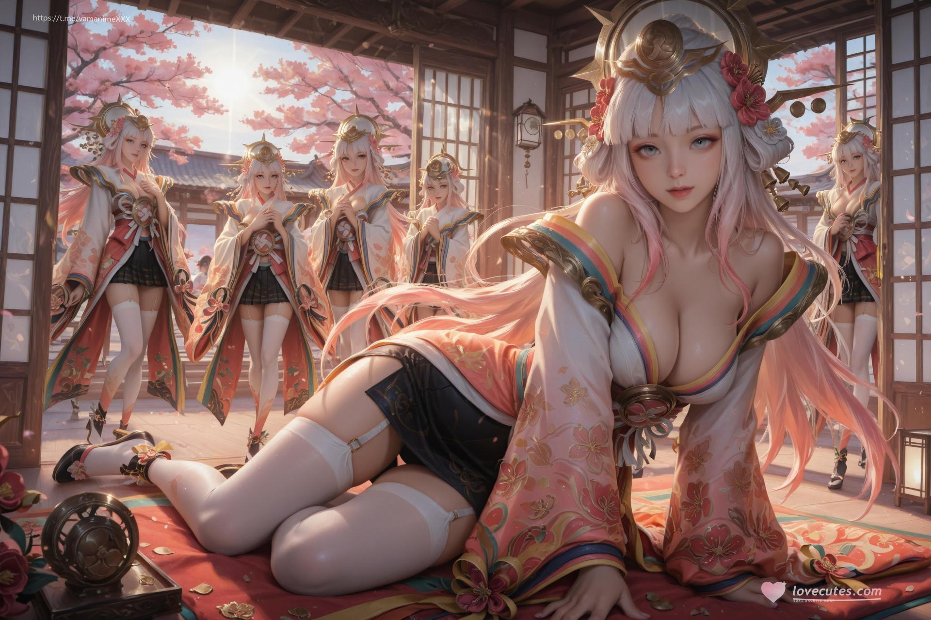 AI Porn - 娜可露露：粉白和服白絲露穴圖集 114P