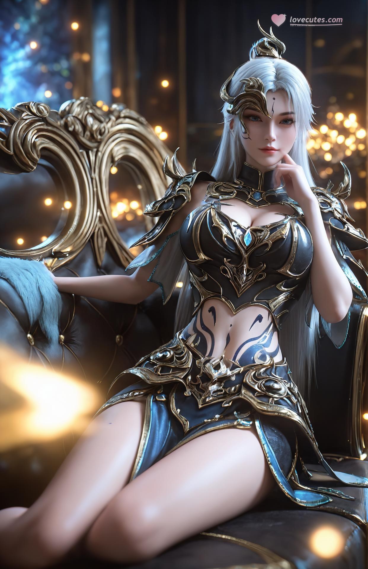 AI Porn - 完美世界 安婕：白髮金甲光翼口交圖集 327P