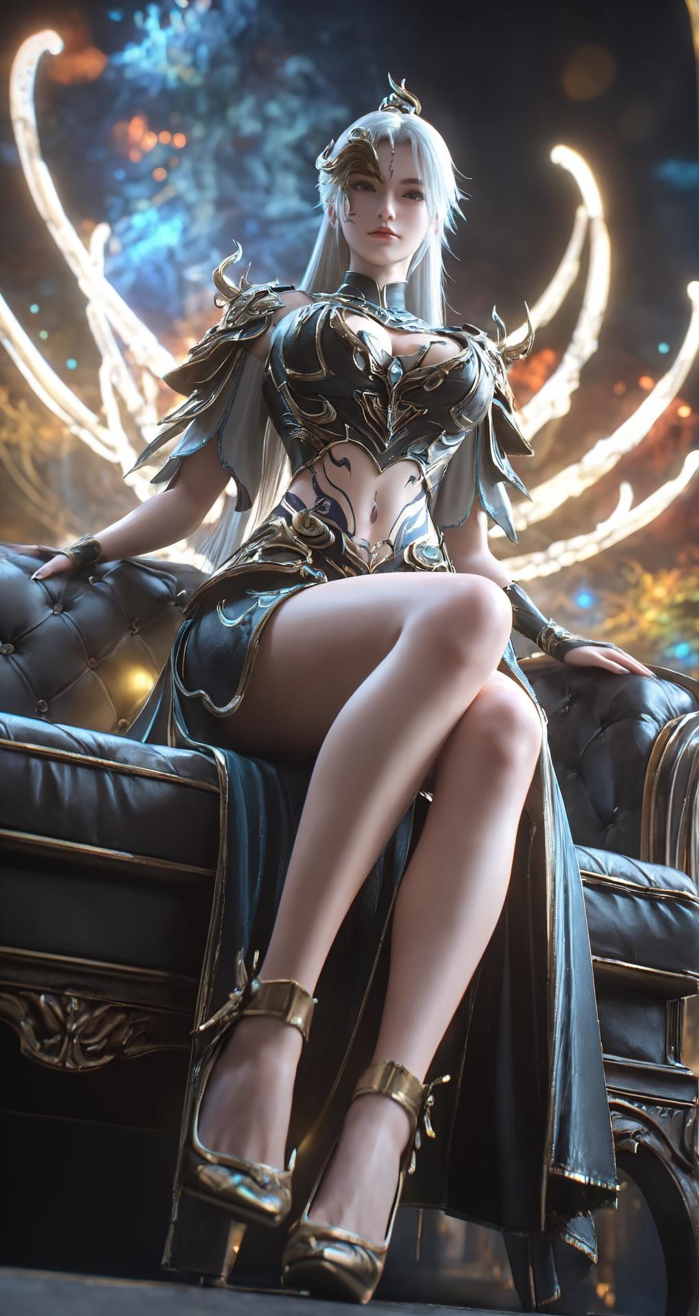 AI Porn - 完美世界 安婕：白髮金甲光翼口交圖集 327P