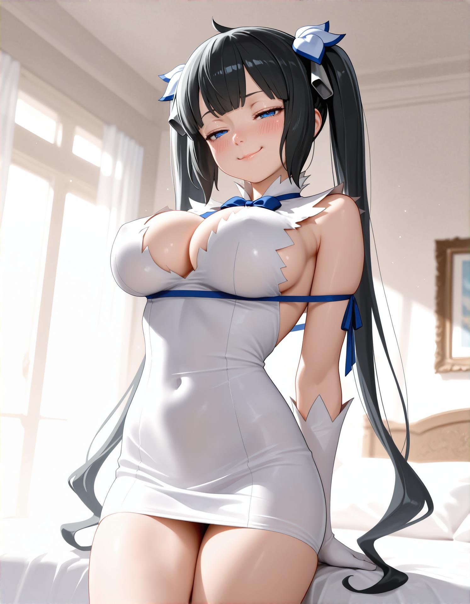 AI Porn - 赫斯缇亚：白裙巨乳露穴足控图集 125P