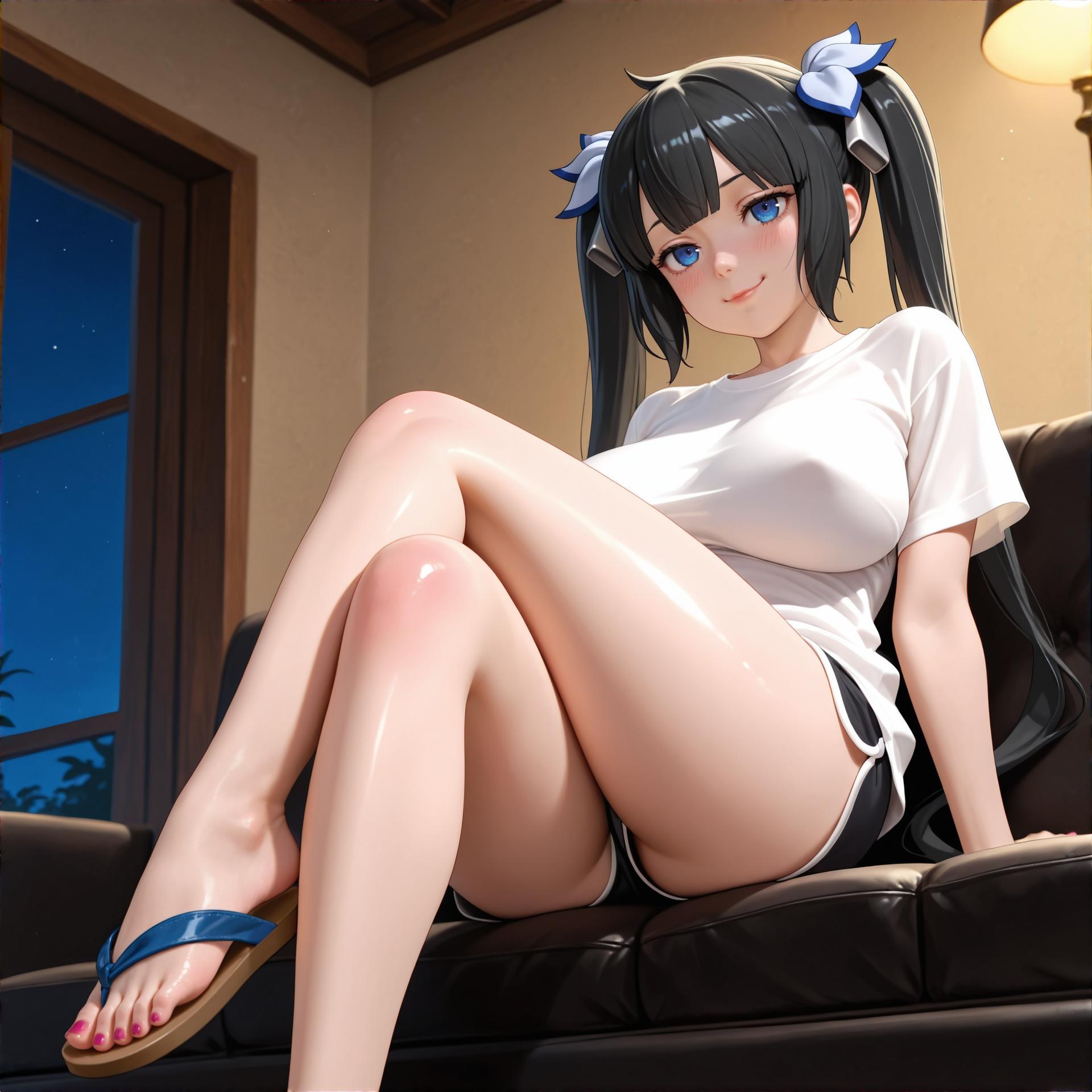 AI Porn - 헤스티아 흰 드레스 거유 풋 포커스 AI 성인 이미지 갤러리 125P