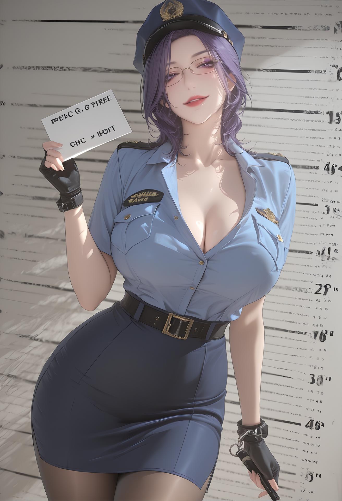 AI Porn - 轻熟风惩罚：警服黑丝露穴制服图集 142P
