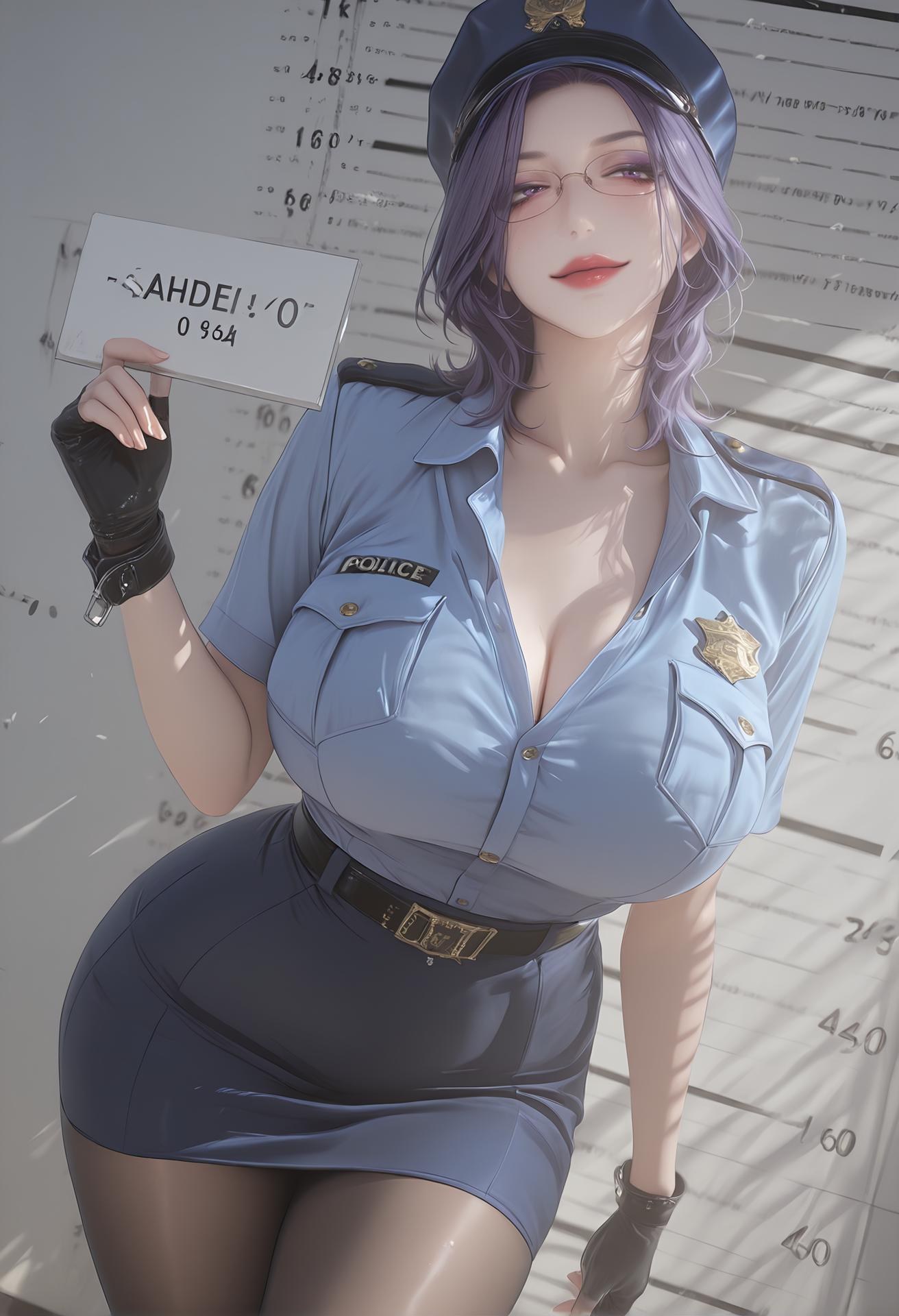 AI Porn - 轻熟风惩罚：警服黑丝露穴制服图集 142P