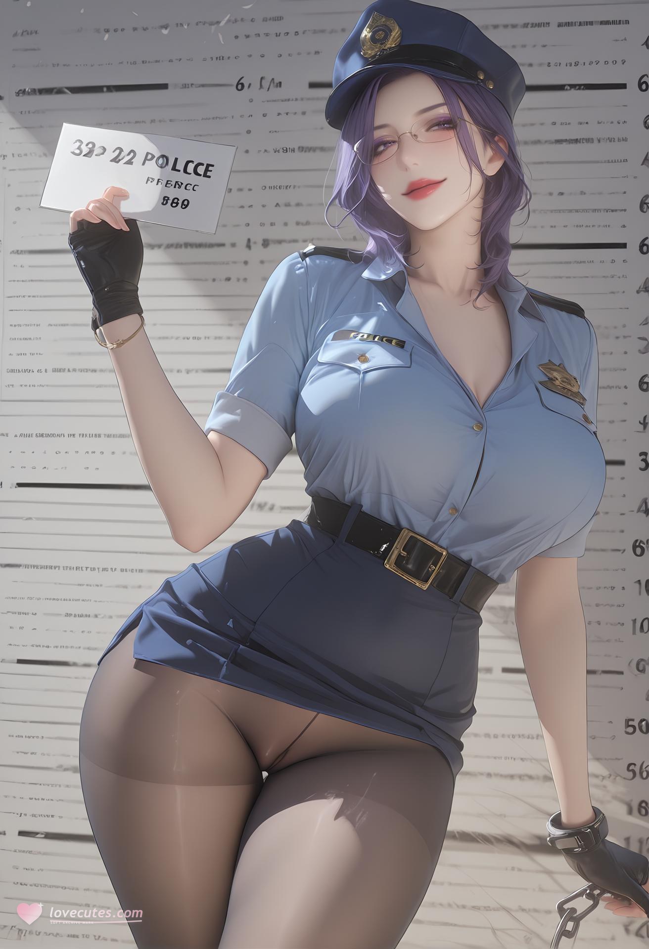 AI Porn - 轻熟风惩罚：警服黑丝露穴制服图集 142P