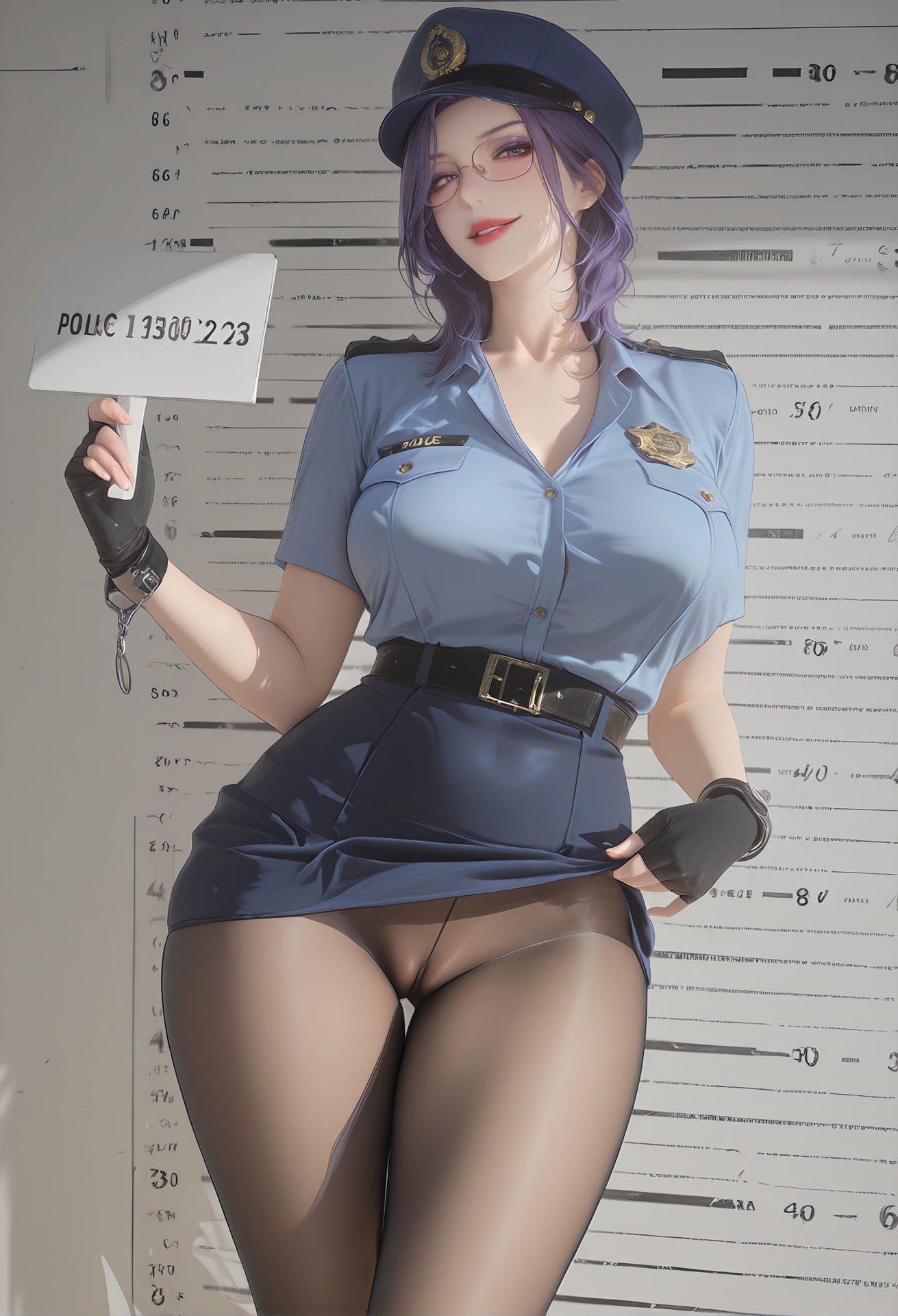 AI Porn - 轻熟风惩罚：警服黑丝露穴制服图集 142P