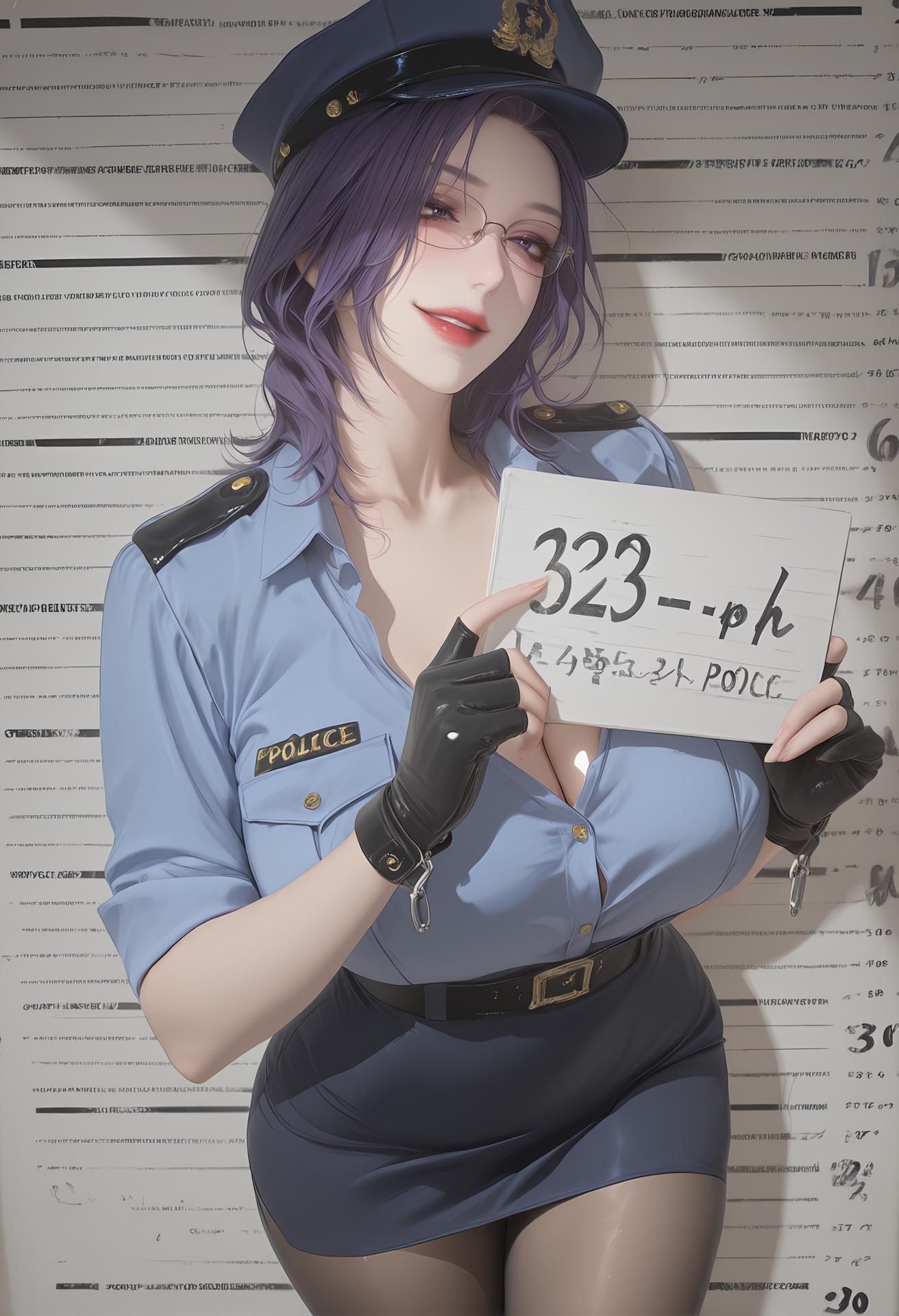 AI Porn - 轻熟风惩罚：警服黑丝露穴制服图集 142P