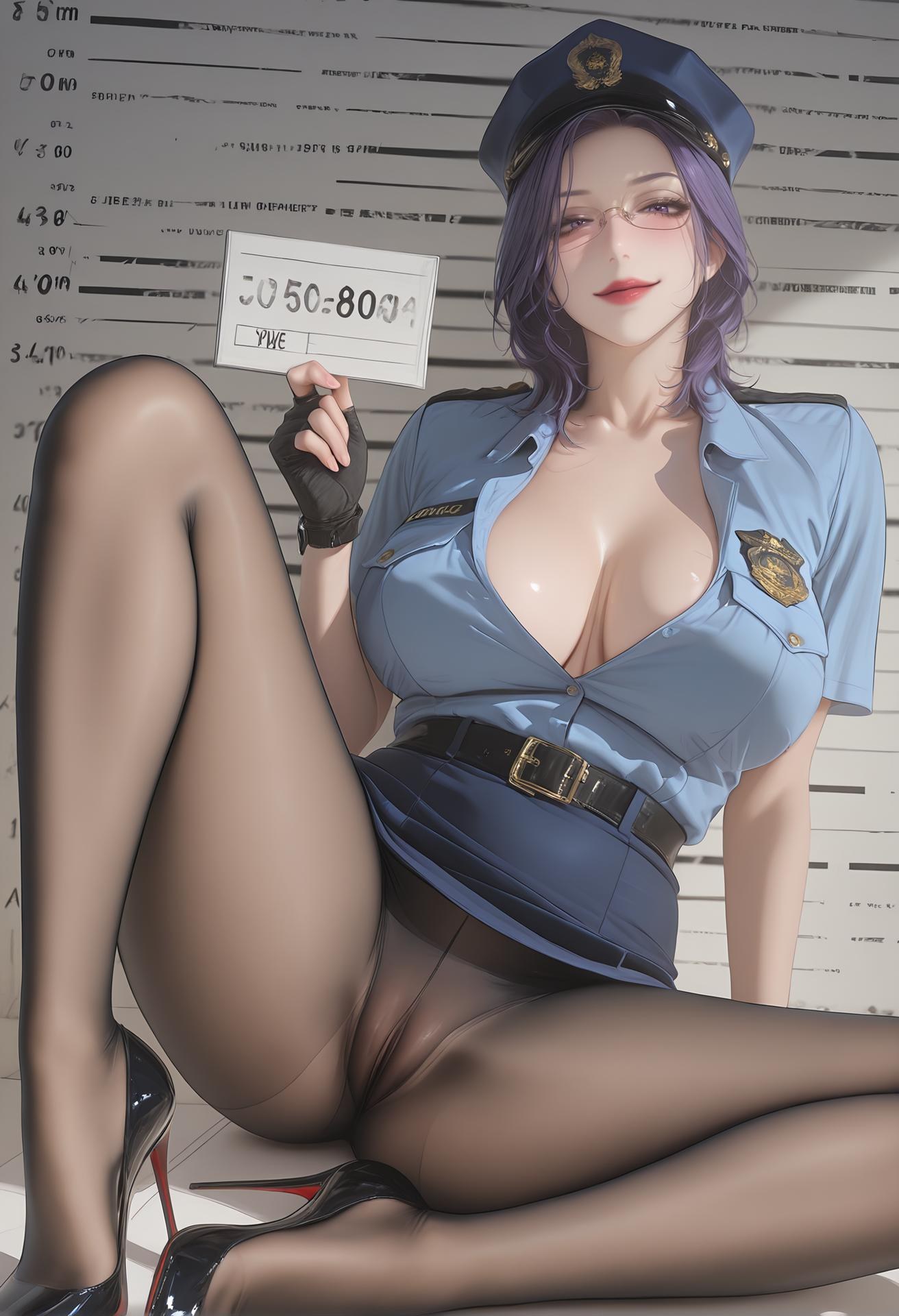 AI Porn - 轻熟风惩罚：警服黑丝露穴制服图集 142P