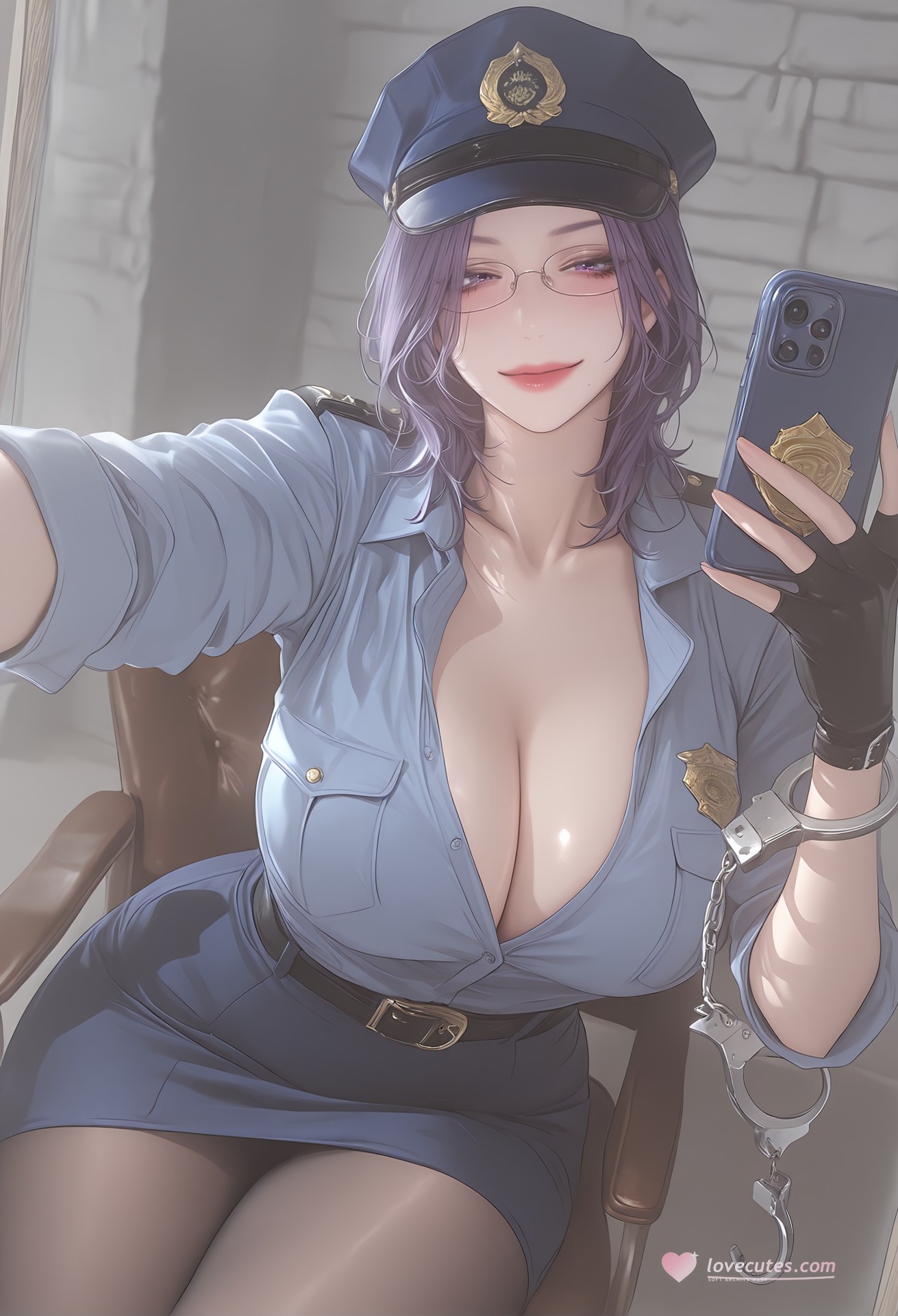 AI Porn - 輕熟風懲罰：警服黑絲露穴制服圖集 142P