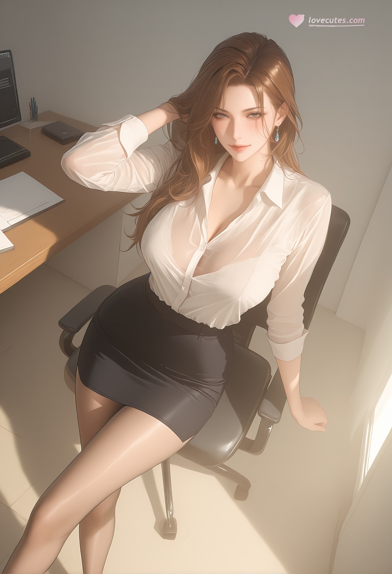 AI Porn - 少爷的秘书：白衬衫OL制服办公室图集 149P