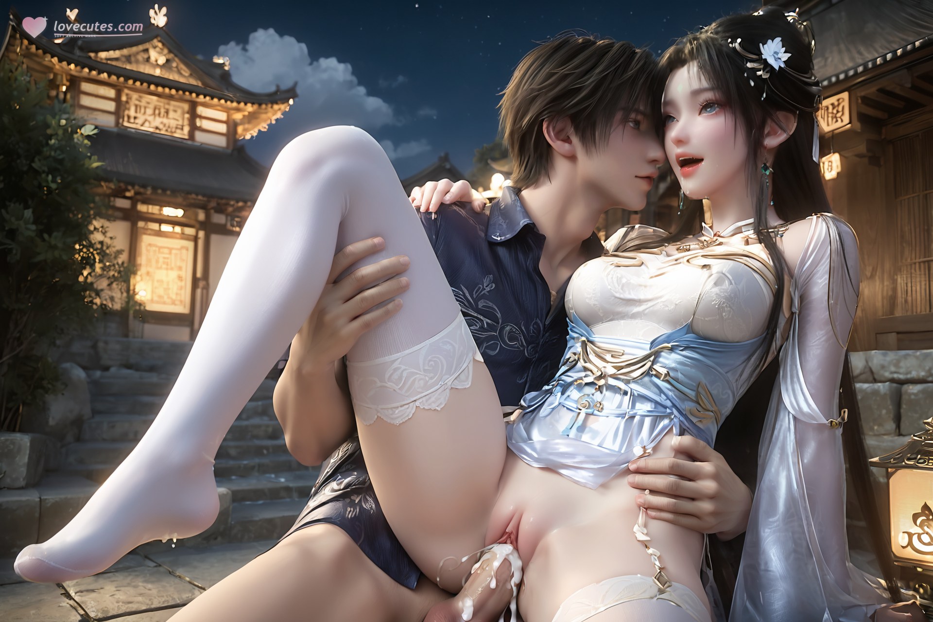 AI Porn - 完美世界 清漪 青白仙裙白ストッキングAI成人画像集 705P