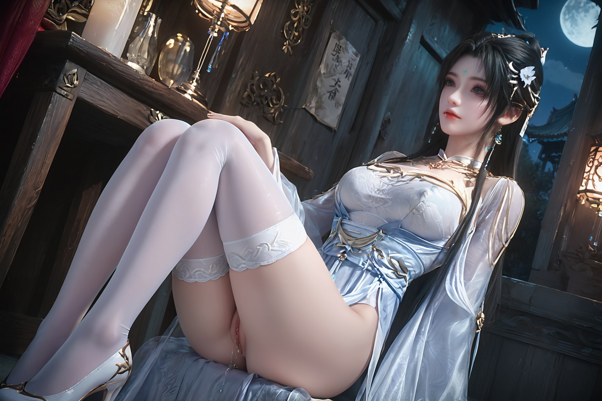 AI Porn - 完美世界 清漪 青白仙裙白ストッキングAI成人画像集 705P